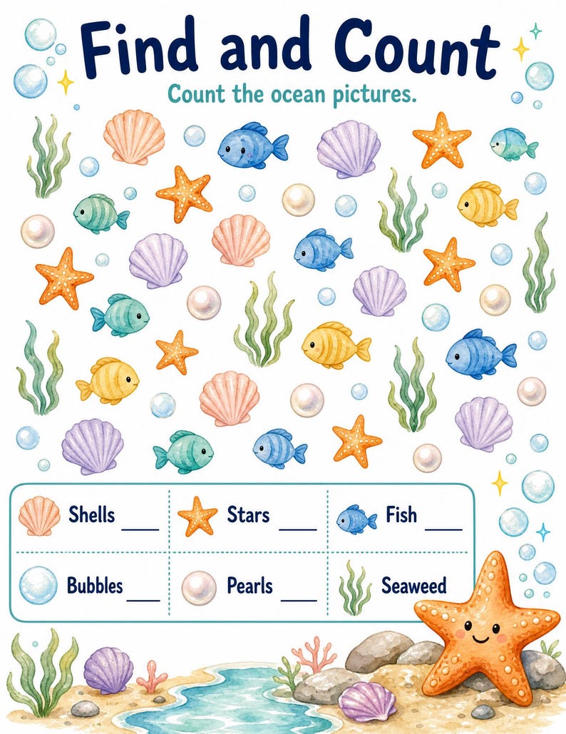 Starfish Activity Cove | Kids Activity Sheets | Printable PDF | Digital Download image 4