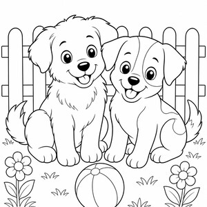 Puppy Playtime Coloring Pages | Dog Coloring Pages | Printable PDF | Digital Download image 7