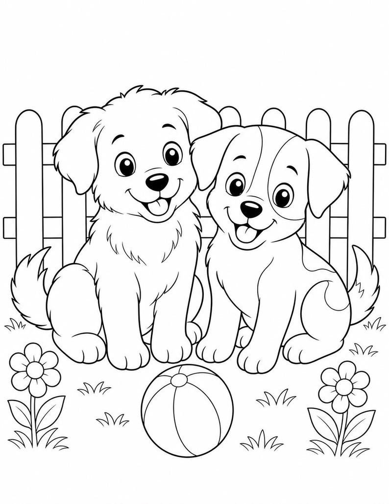 Puppy Playtime Coloring Pages | Dog Coloring Pages | Printable PDF | Digital Download image 7