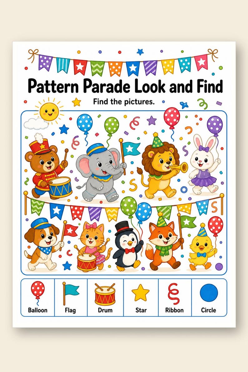 パターンパレードページ | パターンワークシート | 印刷可能なPDF | デジタルダウンロード 画像 9