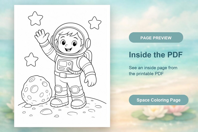Disegni da colorare di esploratori spaziali / Disegni da colorare dello spazio / PDF stampabile / Download digitale immagine 10