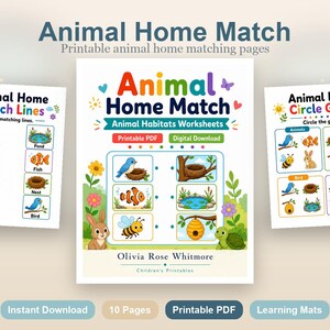 Animal Home Match | Animal Habitats Worksheets | Printable PDF | Digital Download image 2