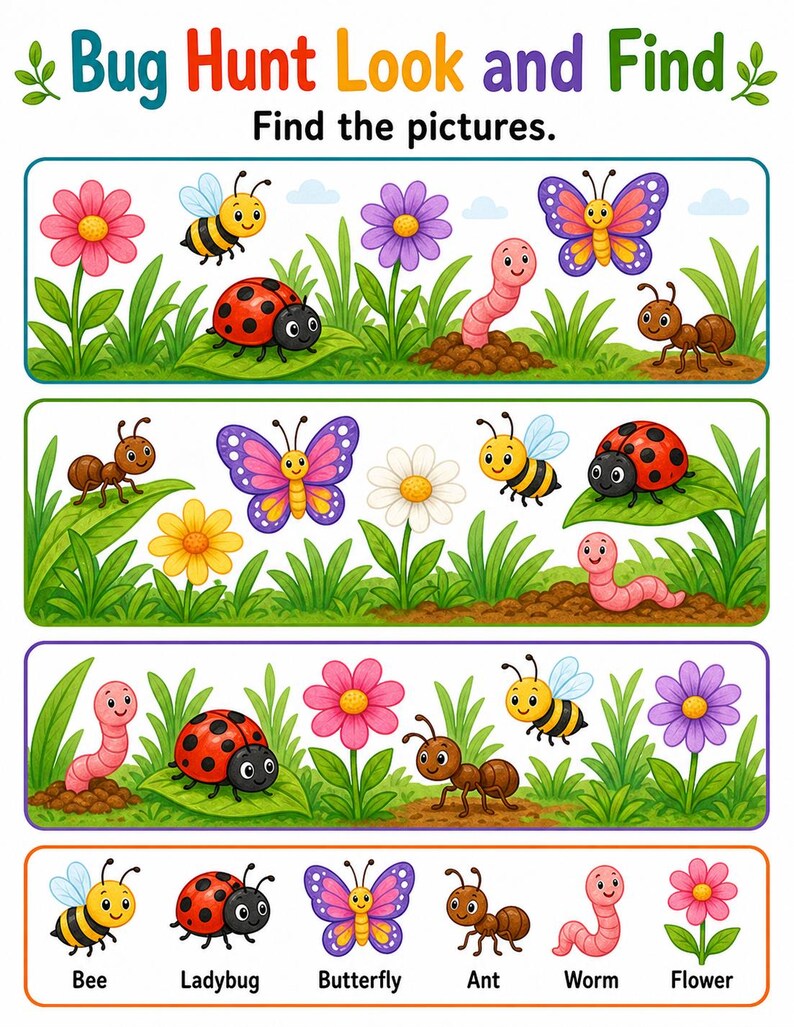 Bug Hunt Busy Pages | Bug Activity Sheets | Printable PDF | Digital Download image 4