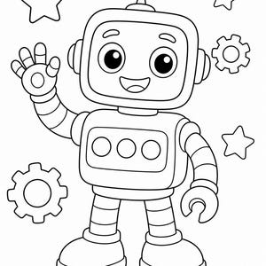 Roboter Baumeister Malvorlagen | Roboter Malvorlagen | Druckbare PDF | Digitaler Download Bild 3
