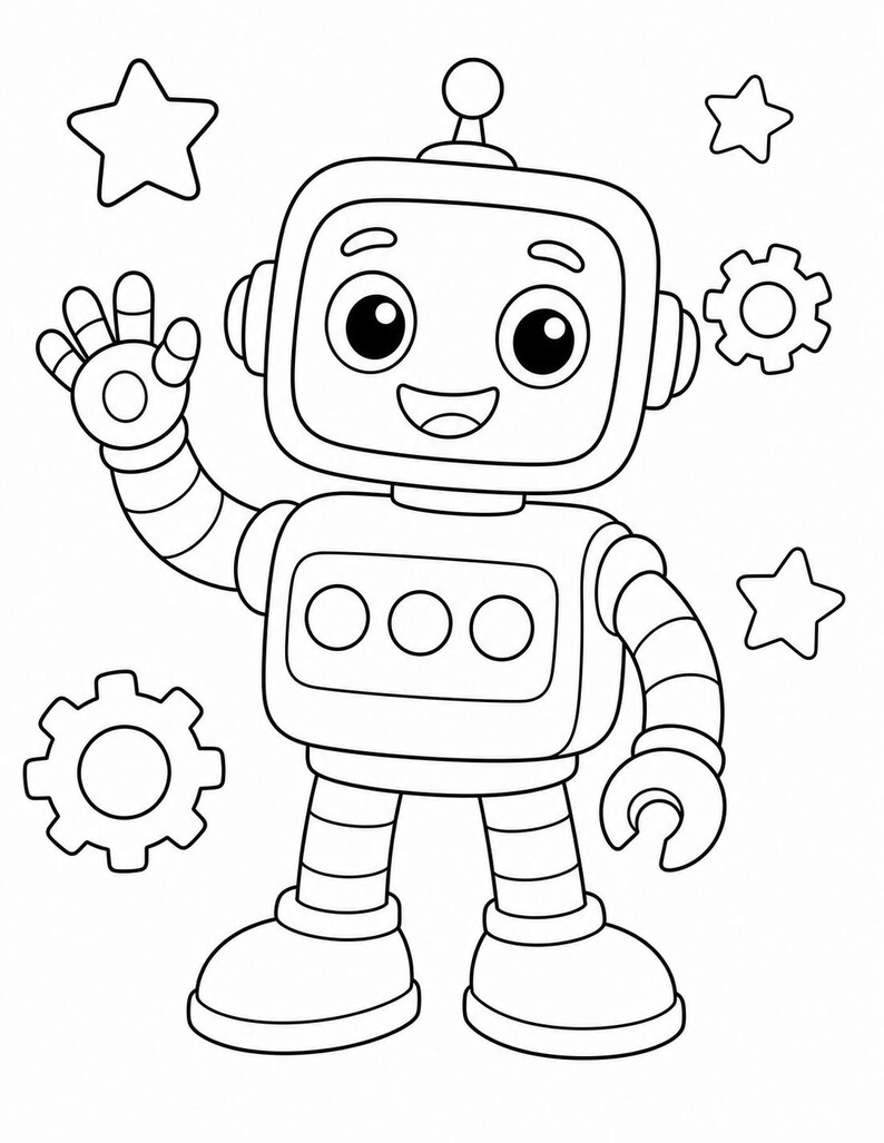 Roboter Baumeister Malvorlagen | Roboter Malvorlagen | Druckbare PDF | Digitaler Download Bild 3