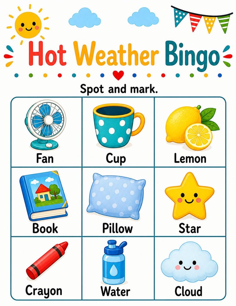 Hot Weather Home Pages | Hot Weather Activities for Kids | Printable PDF | Digital Download image 3