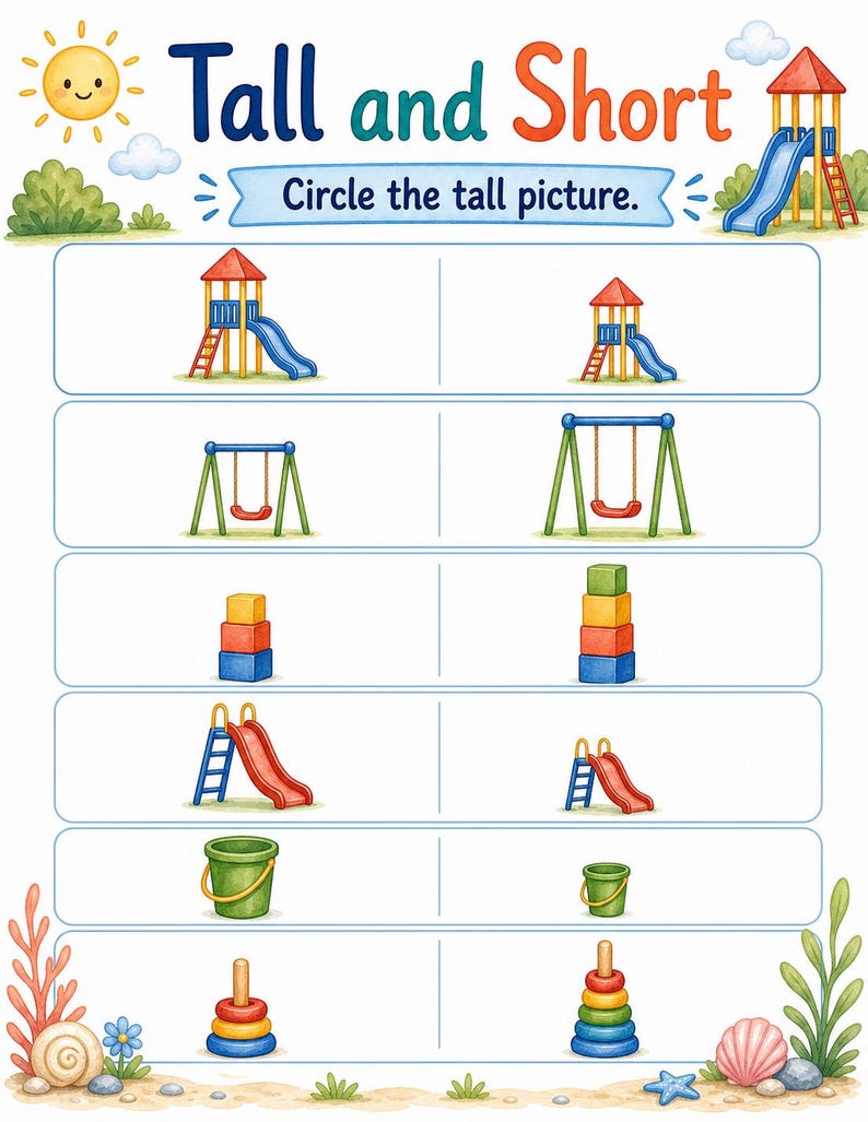 Big Small Playground | Big and Small Worksheets | Printable PDF | Digital Download image 6