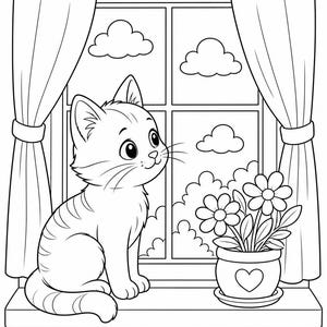 Kolorowanki Kitty Cafe | Kolorowanki z kotami | Do druku w formacie PDF | Pobierz cyfrowo zdjęcie 4
