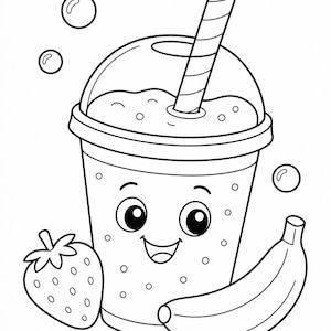 Disegni da colorare di dolci amici / Disegni da colorare di cibo carino / PDF stampabile / Download digitale immagine 7