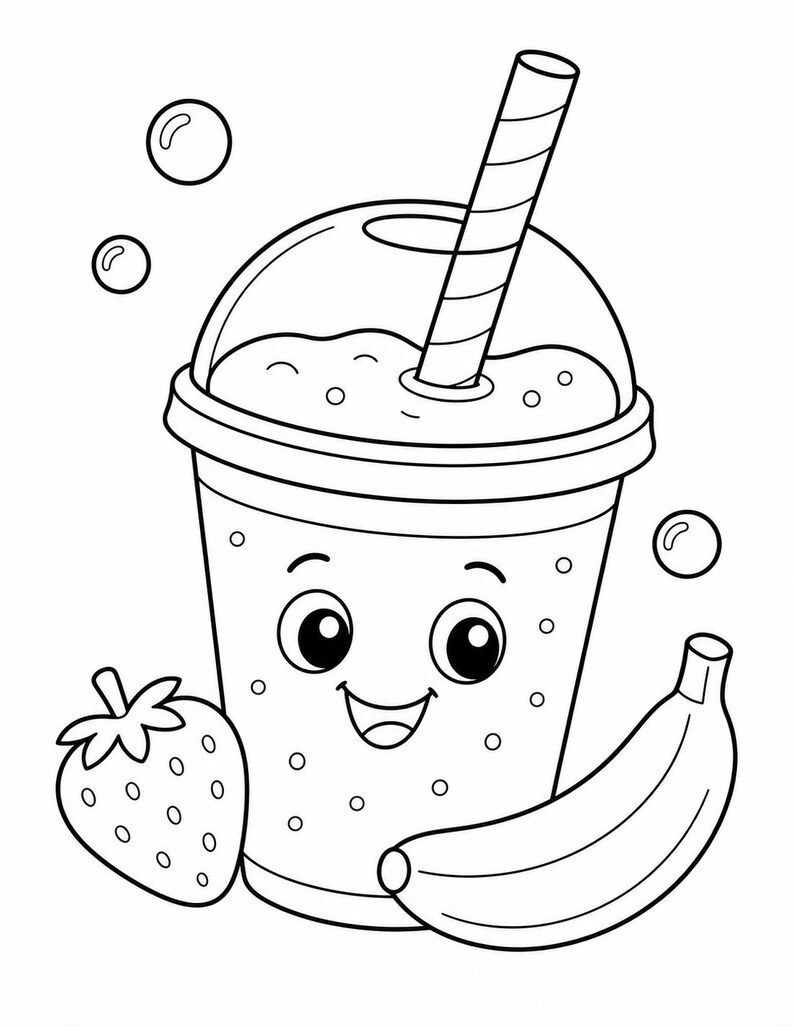 Disegni da colorare di dolci amici / Disegni da colorare di cibo carino / PDF stampabile / Download digitale immagine 7