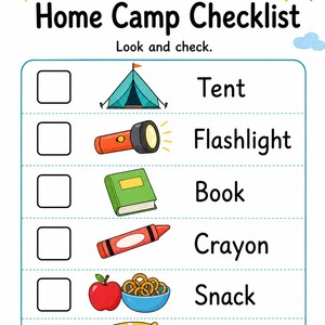 Páginas para atividades aconchegantes em casa | Páginas de atividades para acampamento em casa | PDF para imprimir | Download digital imagem 4