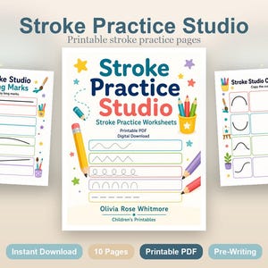 Stroke Practice Studio | Stroke Practice Worksheets | Printable PDF | Digital Download image 2