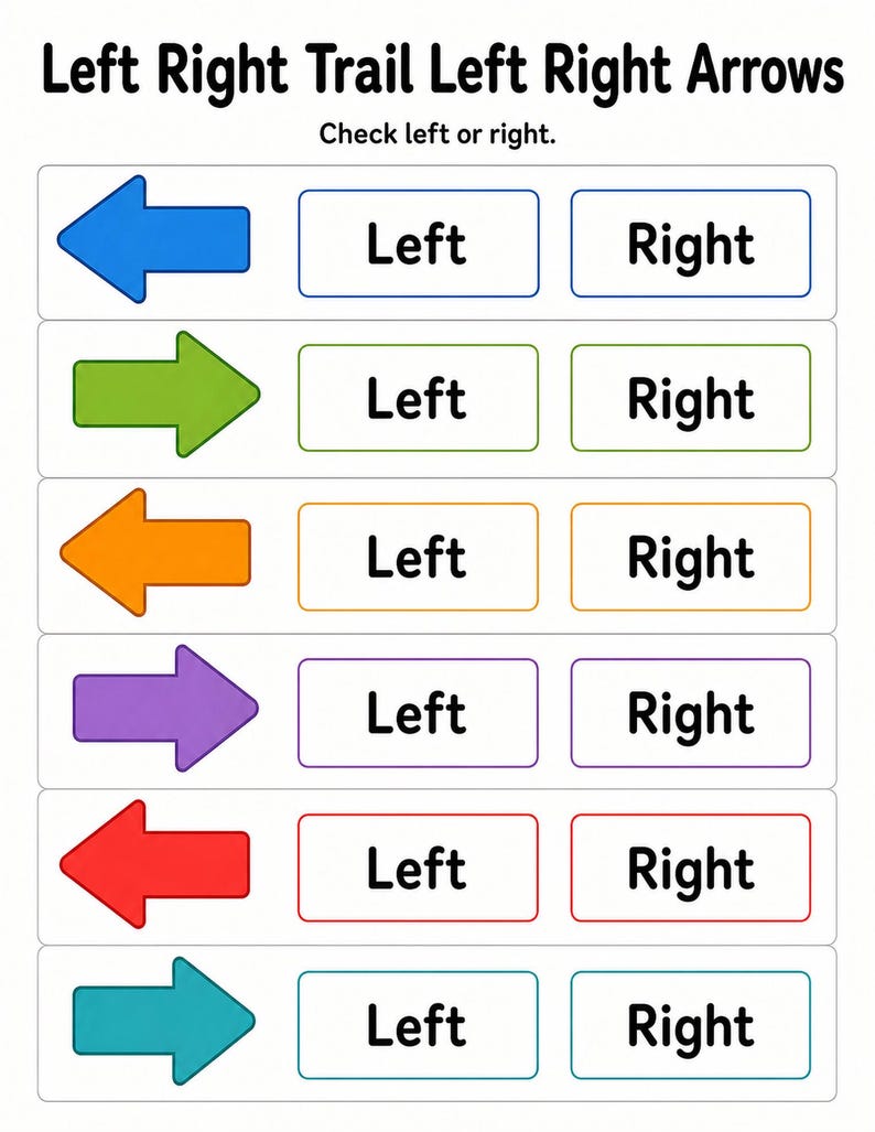 Left Right Learning Trail | Left and Right Worksheets | Printable PDF | Digital Download image 3