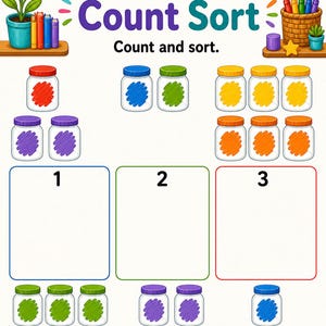 Match Color Jar | Werkbladen voor kleursortering | Afdrukbare pdf | Digitale download afbeelding 6