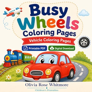 Busy Wheels Coloring Pages | Vehicle Coloring Pages | Printable PDF | Digital Download image 1