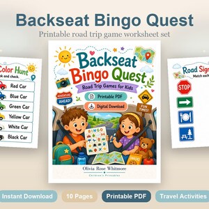 Backseat Bingo Quest | Road Trip Games for Kids | Printable PDF | Digital Download image 2