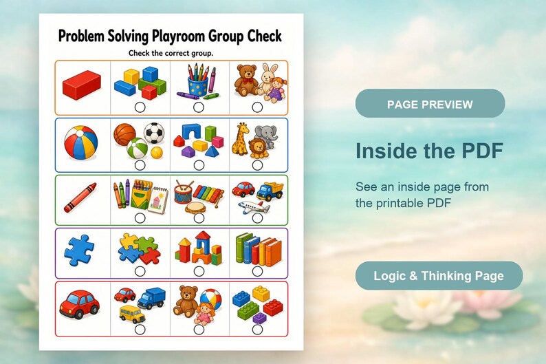 Spazio giochi per la risoluzione dei problemi / Schede di lavoro per la risoluzione dei problemi / PDF stampabile / Download digitale immagine 10