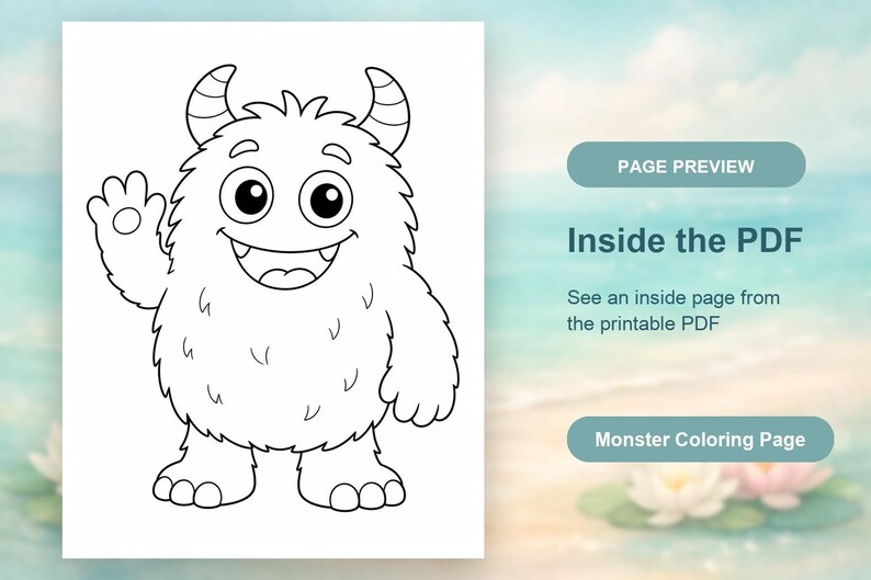 Monster Friends Malvorlagen | Monster Malvorlagen | Druckbare PDF | Digitaler Download Bild 10