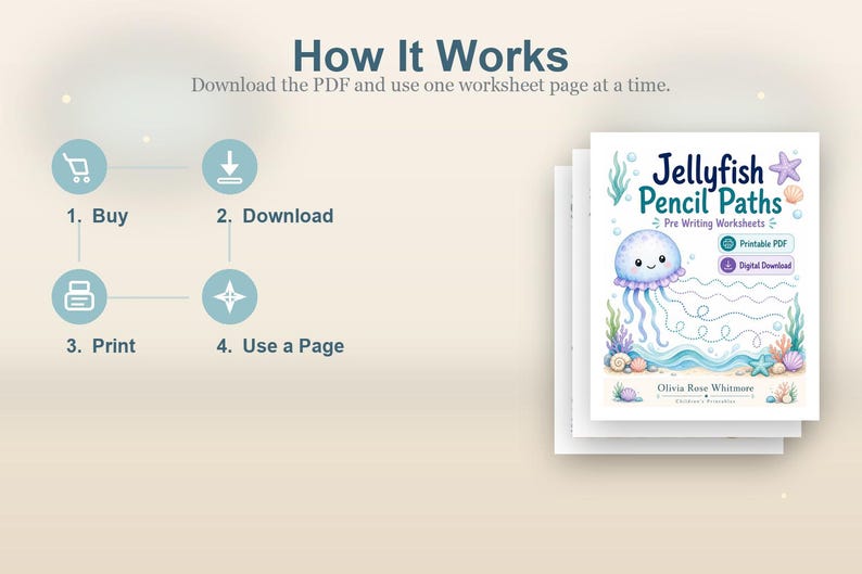 Jellyfish Pencil Paths | Pre Writing Worksheets | Printable PDF | Digital Download image 7