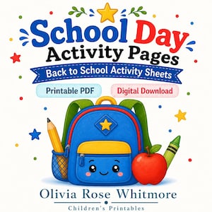 School Day Activity Pages | Back to School Activity Sheets | Printable PDF | Digital Download image 1