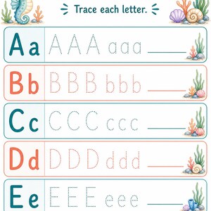 Seahorse Letter Trails | Letter Tracing Worksheets | Printable PDF | Digital Download image 3