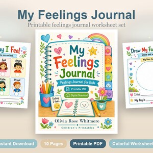 Tagebuch über Gefühle | Gefühle Journal für Kinder | Druckbare PDF | Digitaler Download Bild 2