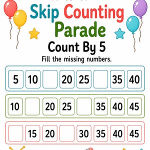 Skip Counting Parade | Skip Counting Worksheets | Printable PDF | Digital Download image 4