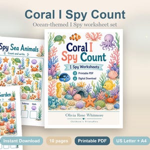 Coral I Spy Count / Schede di lavoro I Spy / PDF stampabile / Download digitale immagine 2