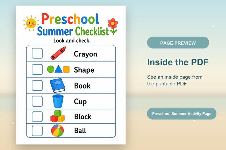 Vorschule Sommer Spaß Seiten | Sommer-Aktivitäten für Kinder im Vorschulalter | Druckbare PDF | Digitaler Download Bild 10