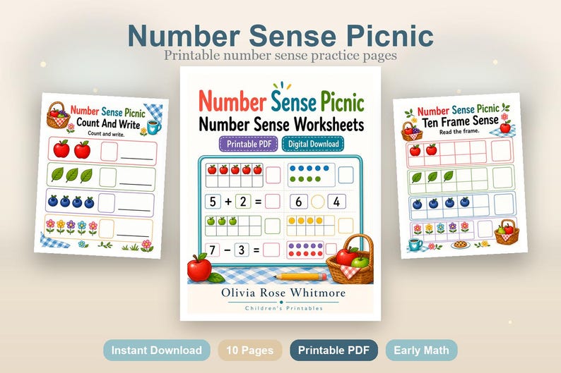 Number Sense Picnic | Number Sense Worksheets | Printable PDF | Digital Download image 2