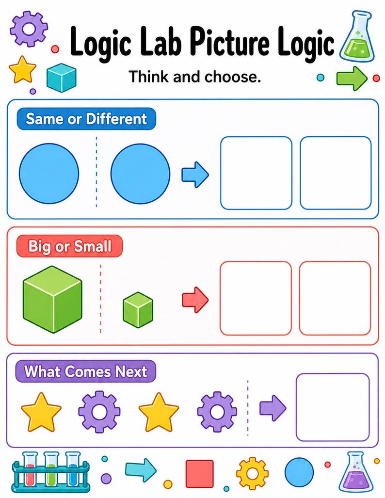 Bild logischen Labor | Logische Puzzle Arbeitsblätter für Kinder | Druckbare PDF | Digitaler Download Bild 7