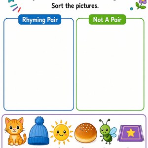 Rhyme Picture Match | Rhyming Worksheets | Printable PDF | Digital Download image 3