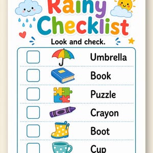 Regenachtige dag drukke pagina's | Regenachtige dagactiviteiten voor kinderen | Afdrukbare pdf | Digitale download afbeelding 9