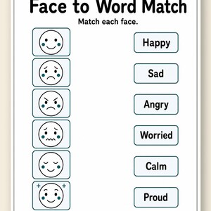 Little Emotion Match-Up | Gra w dopasowywanie emocji | Wersja PDF do druku | Pobieranie cyfrowe zdjęcie 9
