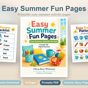 Gemakkelijke zomerpretpagina's | Gemakkelijke zomeractiviteiten voor kinderen | Afdrukbare pdf | Digitale download afbeelding 2