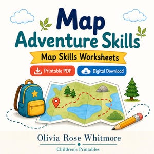 Map Adventure Skills | Map Skills Worksheets | Printable PDF | Digital Download