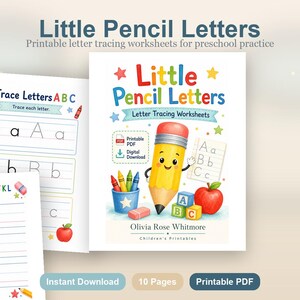 Little Pencil Letters | Letter Tracing Worksheets | Printable PDF | Digital Download image 2
