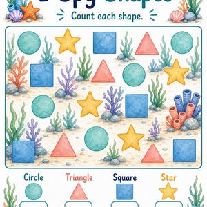 Coral I Spy Count / Schede di lavoro I Spy / PDF stampabile / Download digitale immagine 6