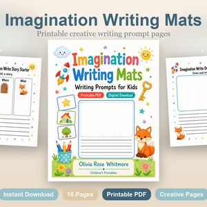 Imagination Writing Mats | Writing Prompts for Kids | Printable PDF | Digital Download image 2