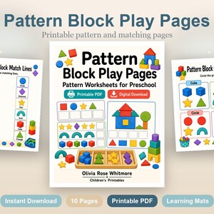 Muster-Block Abspielseiten | Pattern Arbeitsblätter für die Vorschule | Druckbare PDF | Digitaler Download Bild 2