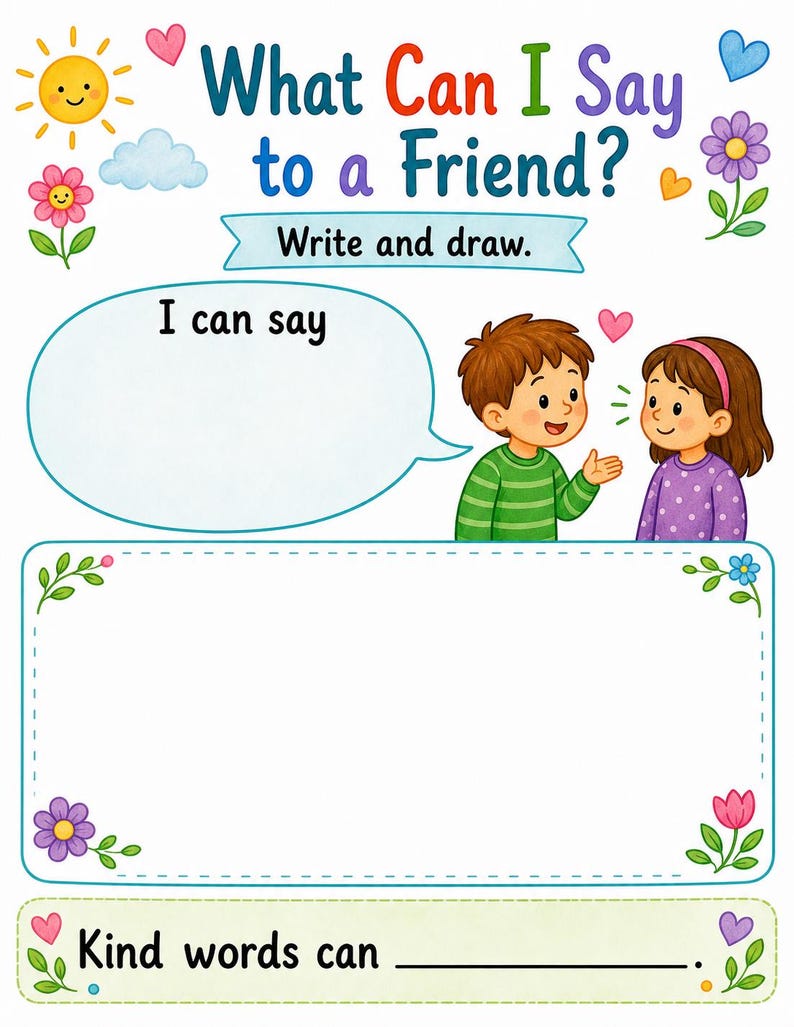 Friendship Feelings Pages | Friendship Worksheets for Kids | Printable PDF | Digital Download image 7