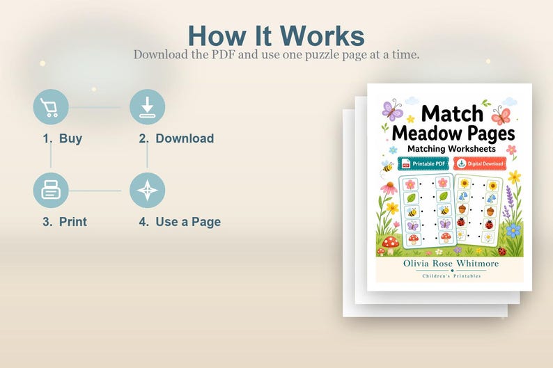 Match Meadow Pages | Matching Worksheets | Printable PDF | Digital Download image 8