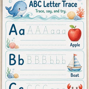 Das kleine Wal-ABC | Vorschul Arbeitsblätter | Druckbare PDF | Digitaler Download Bild 5