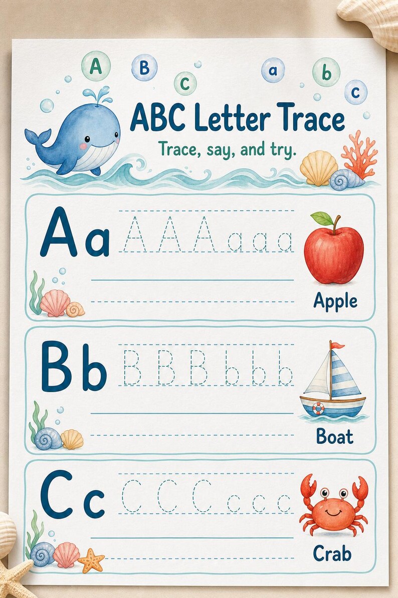 Das kleine Wal-ABC | Vorschul Arbeitsblätter | Druckbare PDF | Digitaler Download Bild 5