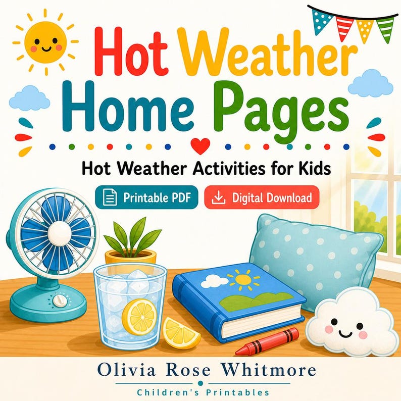 Hot Weather Home Pages | Hot Weather Activities for Kids | Printable PDF | Digital Download image 1