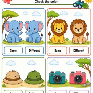 Same And Different Safari | Same and Different Worksheets | Printable PDF | Digital Download image 5