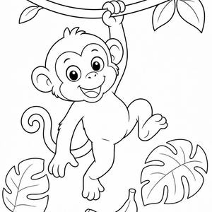 Desenhos para colorir de explorador da selva | Desenhos para colorir da selva | PDF para imprimir | Download digital imagem 3