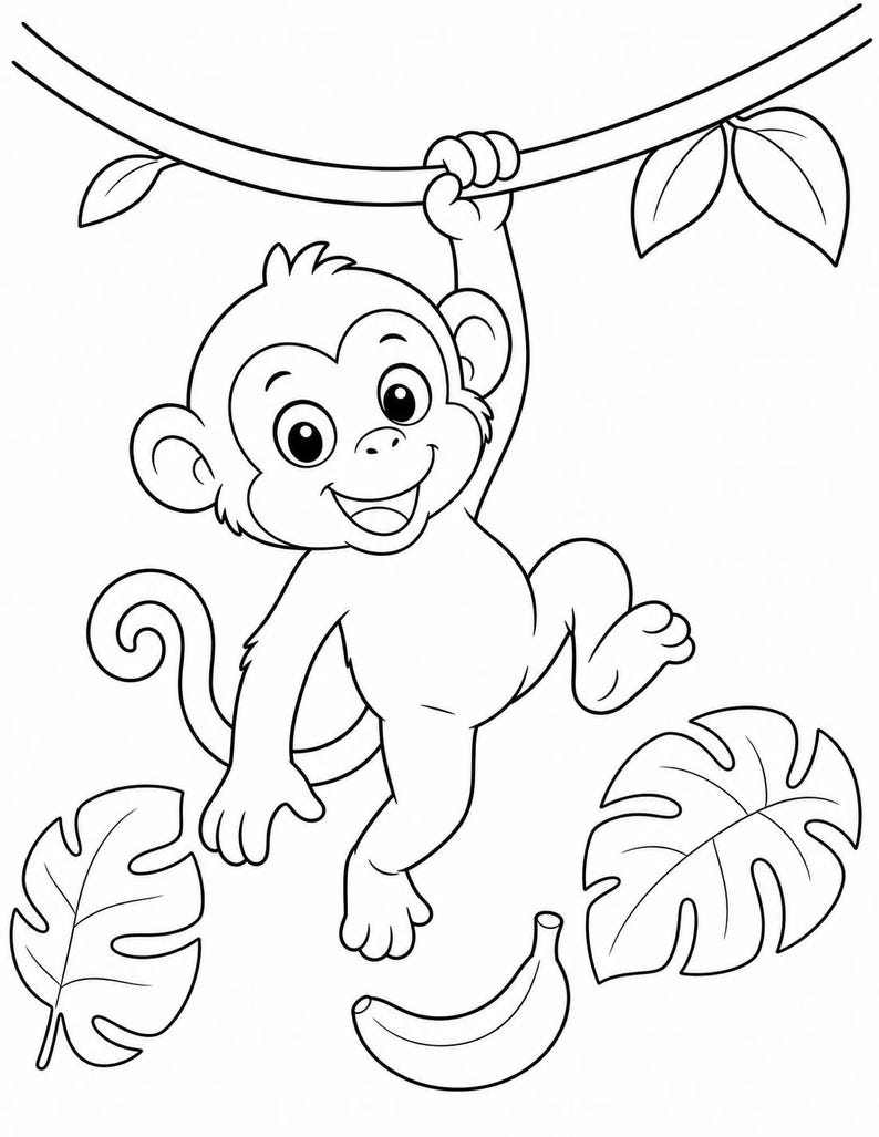 Desenhos para colorir de explorador da selva | Desenhos para colorir da selva | PDF para imprimir | Download digital imagem 3