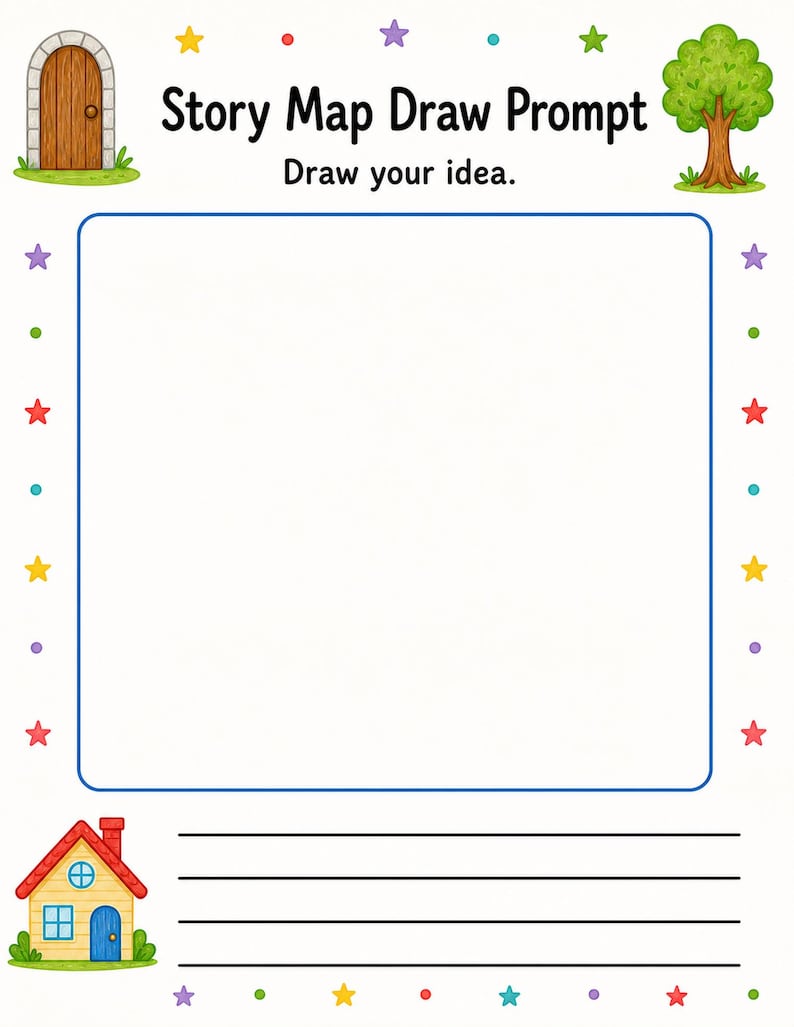 Pagine per disegnare mappe narrative / Schede di lavoro per mappe narrative / PDF stampabile / Download digitale immagine 3