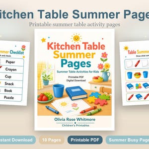 Table de cuisine, pages d'été | Activités de table d'été pour les enfants | PDF imprimable | Téléchargement numérique image 2